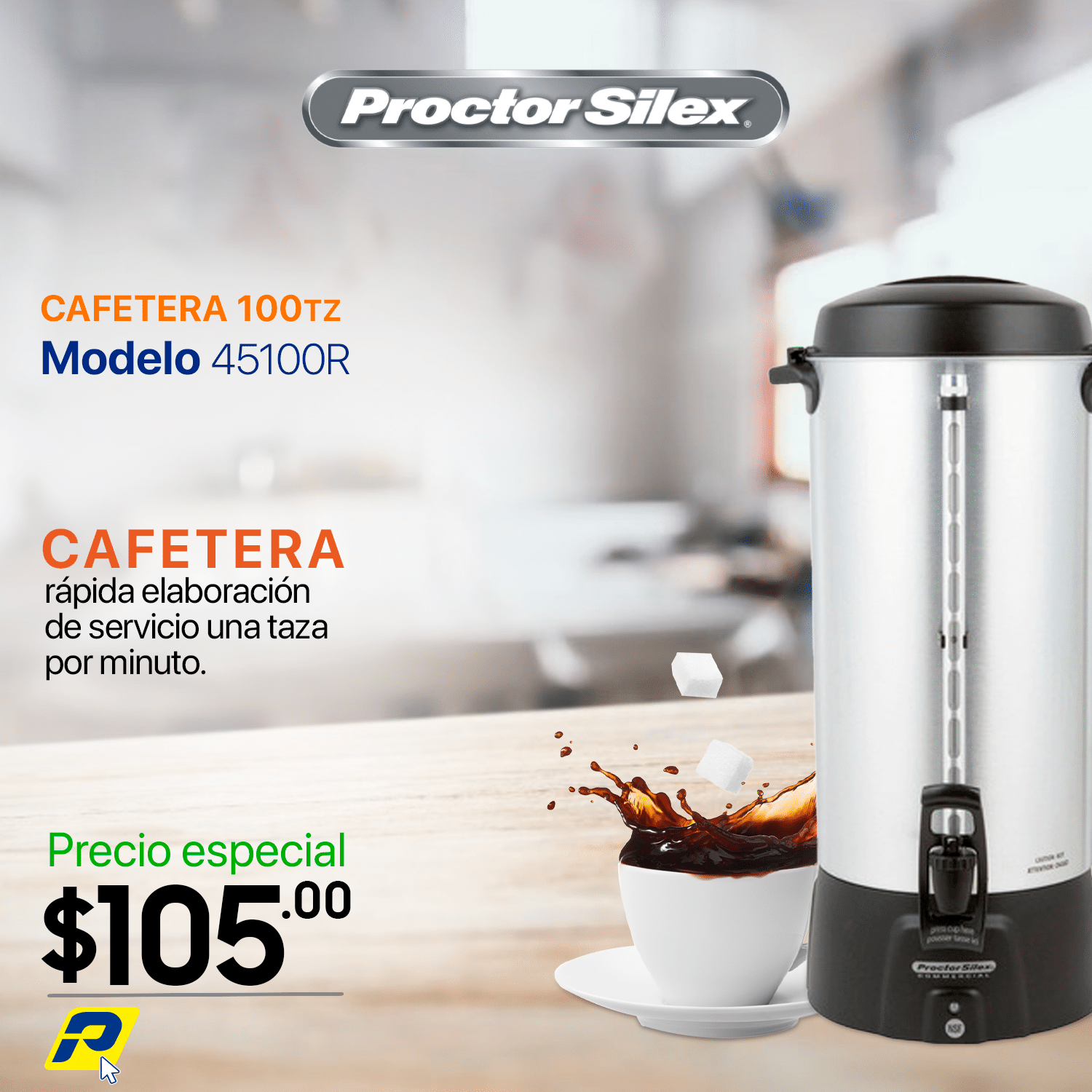 Cafetera proctor silex 45100R 100 TAZAS
