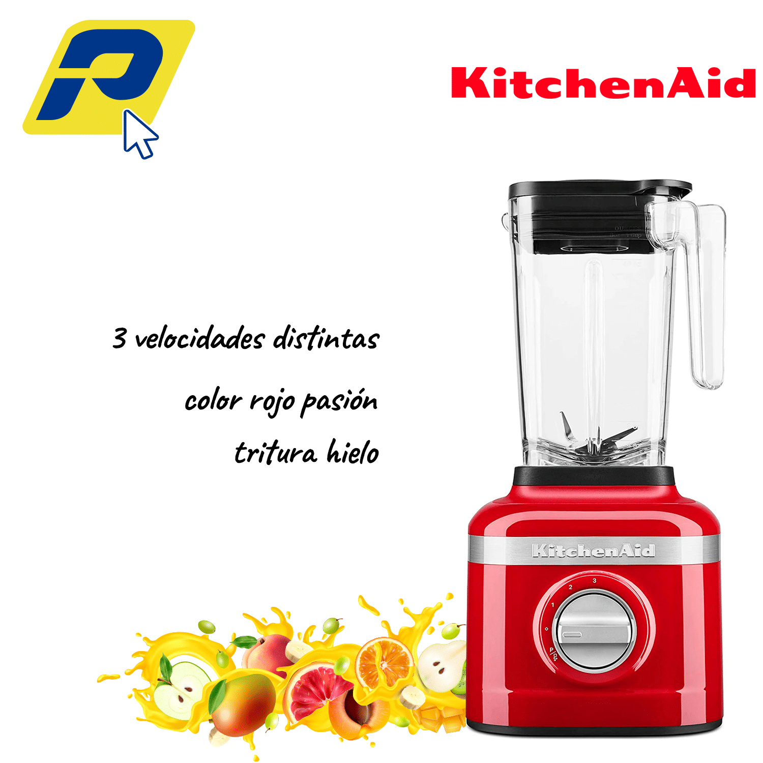 Licuadora Roja kitchen aid KSB1325PA 3 VELOCIDADES MC 1