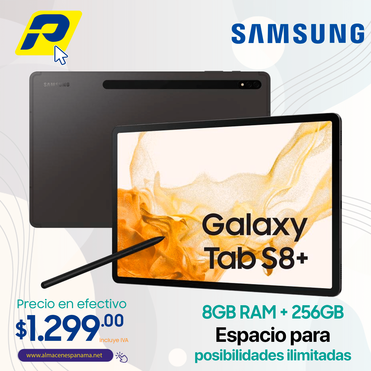 Samsung Galaxy Tab S8 PLUS 8gb Ram 256gB 1299