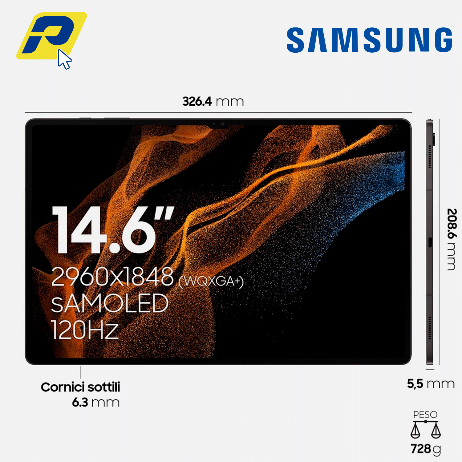 Samsung galaxy Tab s8 5G 8gb ram 128gb almacenamiento 1290 ml 6