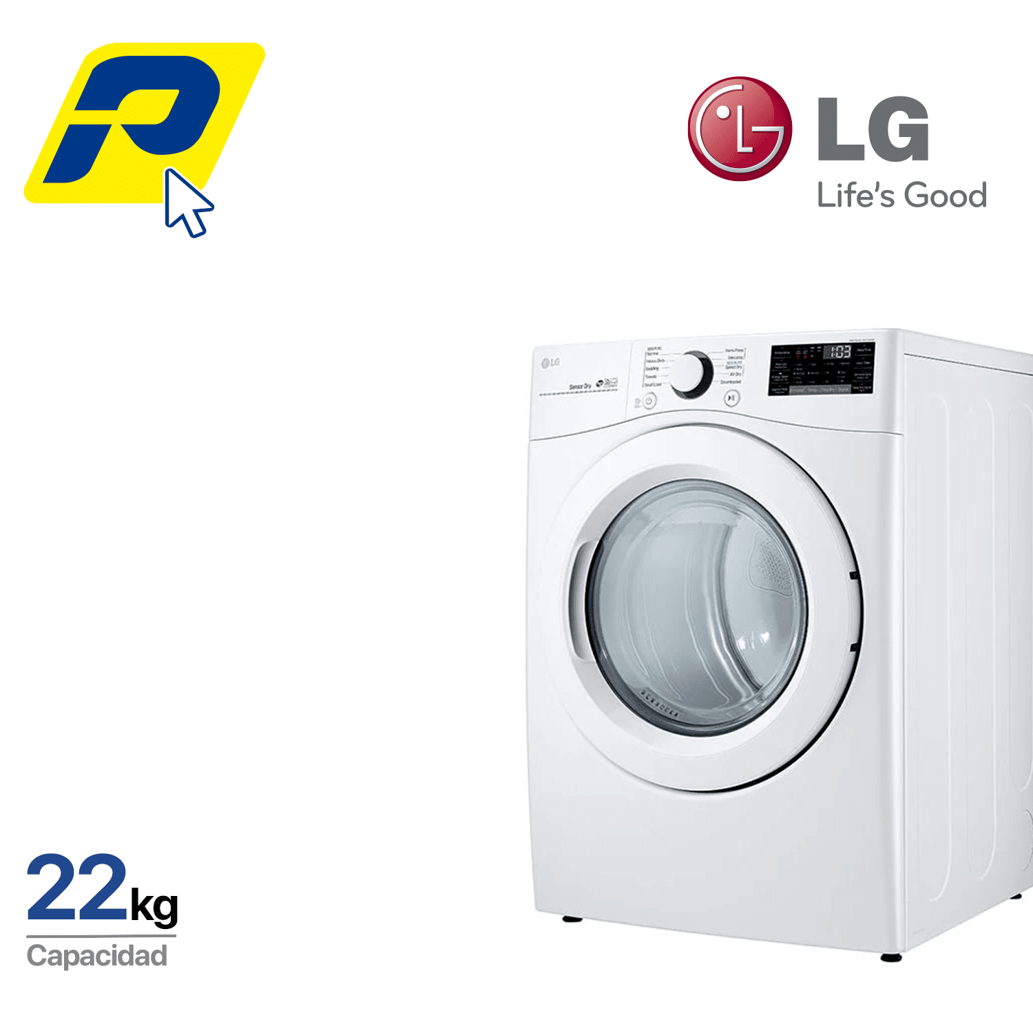 secadora a gas LG df22wv2G 22Kg blanca MC