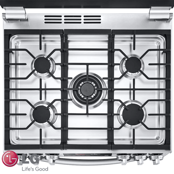 cocina a gas lg 5 quemadores acero inoxidable panel touch con grill lrgl5845s