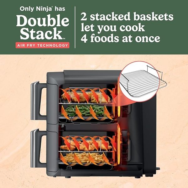 NINJA FOODIE FREIDORA DE 10 LITROS DOUBLESTACK XL 2 CESTAS 6 FUNCIONES  - SL401 (CAJA GENERICA) - Imagen 2