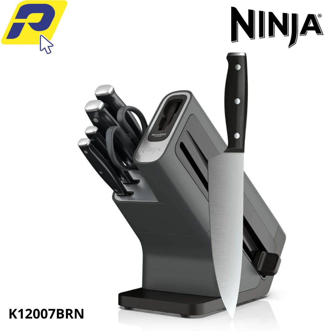 JUEGO DE CUCHILLOS NINJA NEVERDULL DE 7 PIEZAS CON AFILADOR INTEGRADO CUCHILLAS DE ACERO INOXIDABLE DE ALTO CARBONO - K12007BRN